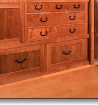 This stunning piece evokes an antique Japanese tansu. The asymmetry and varied door and drawer fronts reflect authentic tansu design features, and the hand-wrought iron hardware was sourced in Japan.