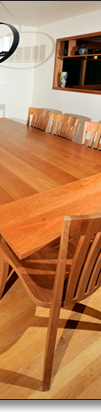 An ingenious leaf design provides additional seating without requiring any seam in the basic table, which is available in various dimensions. The leaf will match with additional sun exposure, which darkens cherry over time.