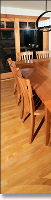 An ingenious leaf design provides additional seating without requiring any seam in the basic table, which is available in various dimensions. The leaf will match with additional sun exposure, which darkens cherry over time.