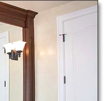 Curved-front walnut “vanity for her,” created to designer's specifications.