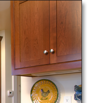 Note the inset doors and drawers, with solid face frames and beaded openings.