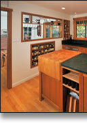 Cherry kitchen designed by J.T. John to meld the clients' love of Shaker, Japanese, and nautical styling.