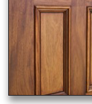 Arched mahogany front door, designed by J.T. John for a Los Angeles, California home, after considerable research into the original design features of the 1920's house and neighborhood.
